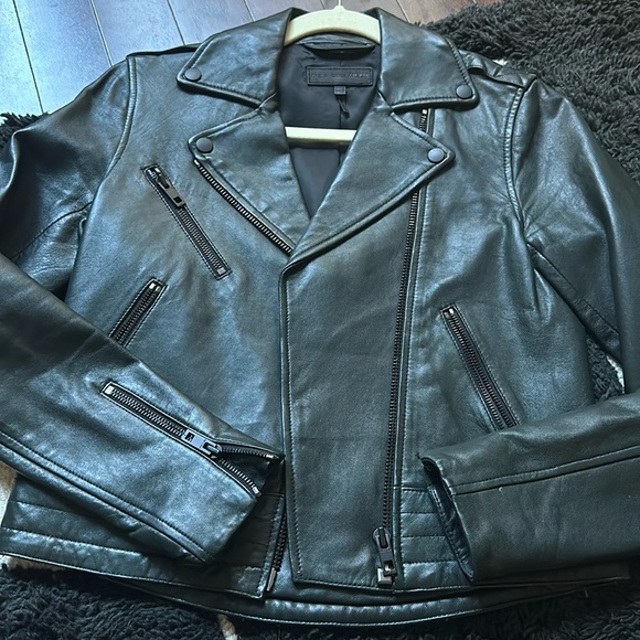 Rag & Bone Dark Green Leather Jacket - Picture 2 of 9